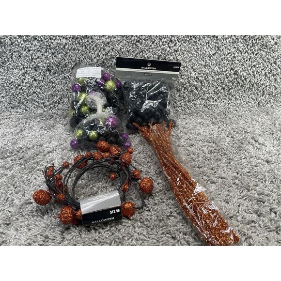 Halloween Fall Craft Supplies Picks Fillers Round Glitter Multicolors Sticks - Picture 1 of 8